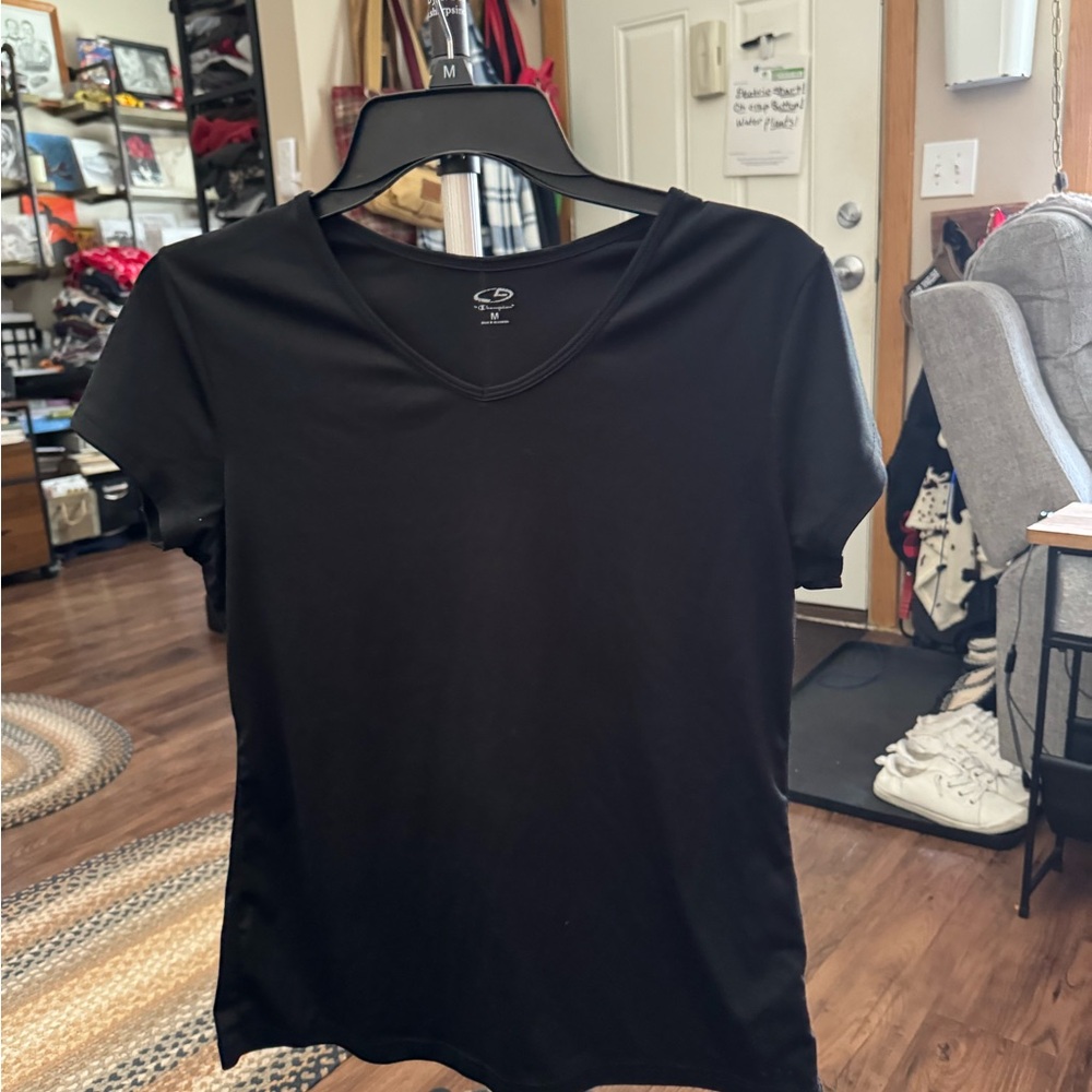 Champion Black Short Sleeve V-Neck Tee